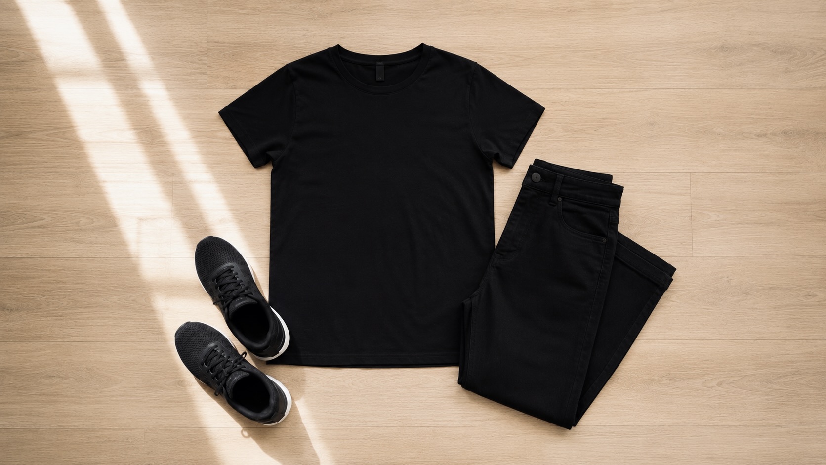 タイミー初めての現場で緊張しないための前日準備(黒Tシャツ・黒パンツ・黒スニーカー)